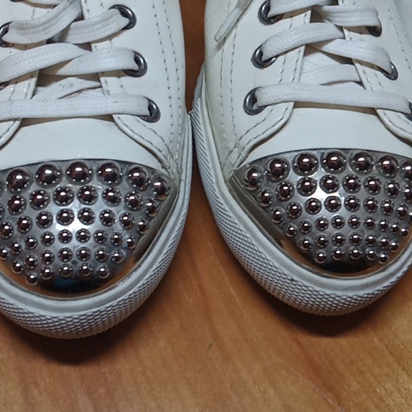 Miu Miu women's patent leather studded toe sneaker size 37.5 - Picture 3 of 12